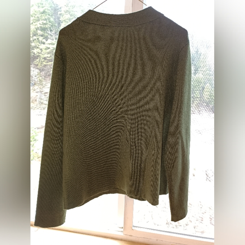 Olive Green Button-Up Cardigan - Picture 2 of 2